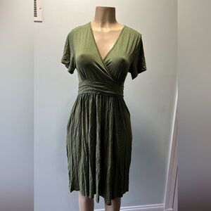 Elegant Green Wrap Dress